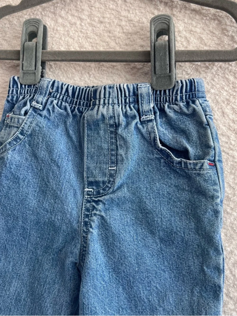 Osh Kosh B’Gosh Vintage Retro Baby Blue Denim Embroidered Jeans‎ Size 3-6 Months